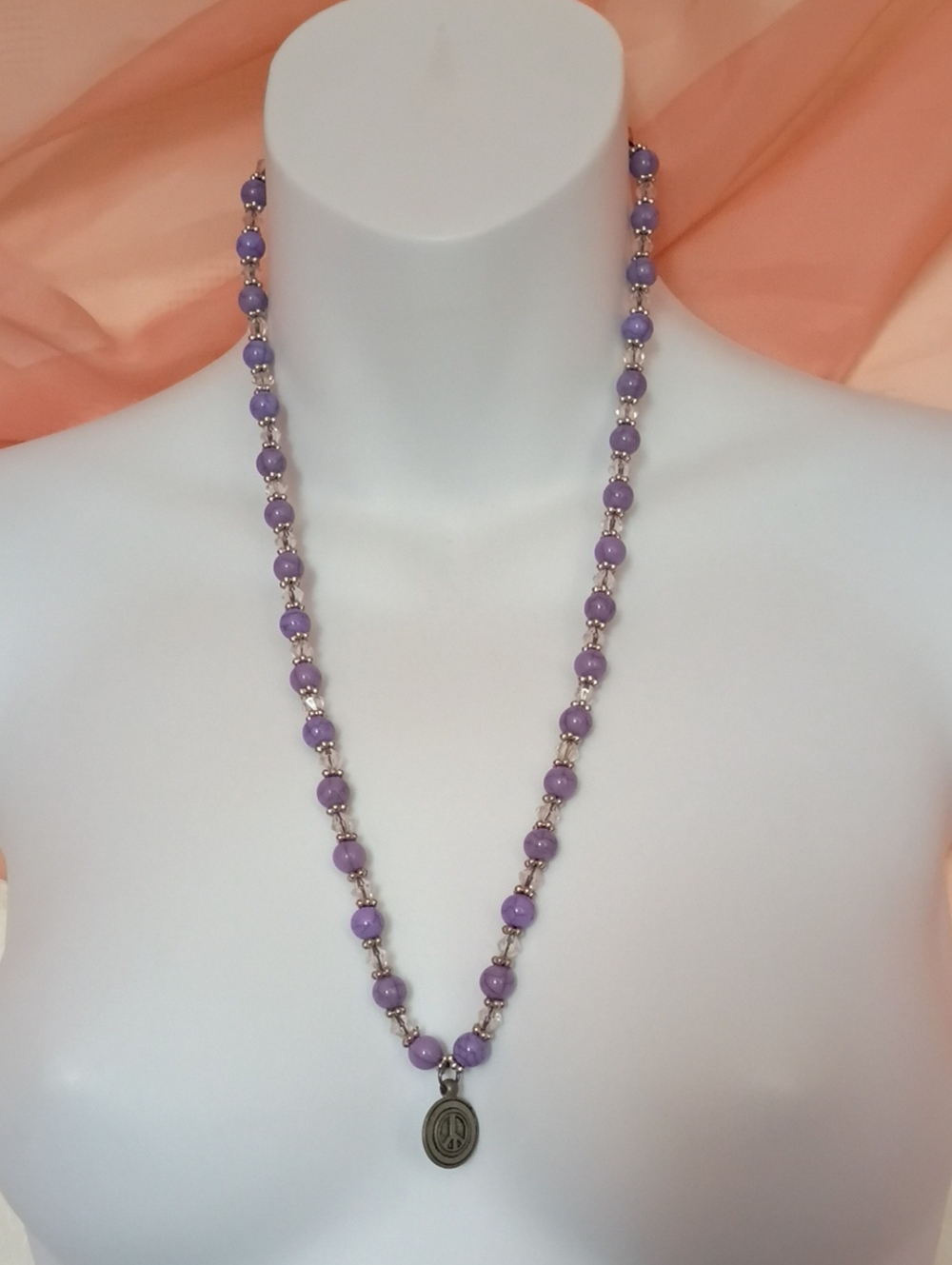 Lavender beaded peace necklace